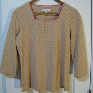 Denim & Co. 3/4 sleeve XXS dot print top shirt blouse pullover luxury style